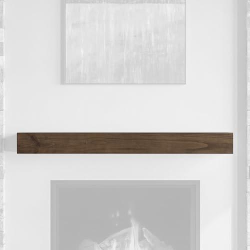 MANTELSDIRECT Dakota - Estante flotante de madera de pino de 60 pulgadas, color marrón moca, 9 pulgadas de profundidad, hermosa chimenea rústica de madera para chimeneas, salas de estar, chimeneas