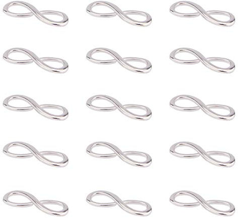 PandaHall 20 Stk Legierung 1 Direction Infinity Symbol Konnektoren Link Charms Anhänger 30x10x2mm Für DIY Armband Halskette Schmuckherstellung Zubehör, Platin Farbe