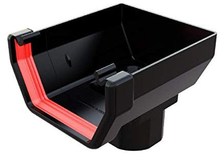 Black Square Gutter Stop End Outlet, Freeflow 114mm Rain Water Systems