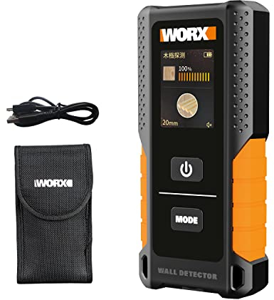 Worx 3.7V Stud Finder Wall Scanner WX086 Wood Beam & Drywall & AC Wire Metal Detector, 3-in-1 Multi-Modes, HyperCrystal LCD Display, Lithium-ion Battery, 1* Type C USB Charger