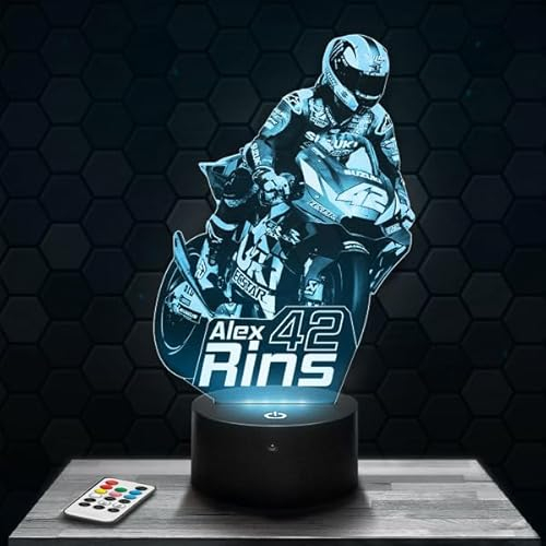 Nachttischlampe - Touch-Nachtlicht GP moto - A. Rins 3D-LED-Lampe Illusion, Geschenkidee Weihnachten Geburtstag Junge und Mädchen Nachttischlampe Kinder- oder Erwachsenenzimmer