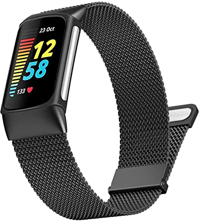 Songsier Bracelet en Métal Compatible avec Fitbit Charge 5, Bracelet de remplacement réglable en métal en acier inoxydable pour Fitbit Charge 5 Activity Tracker Femmes Hommes