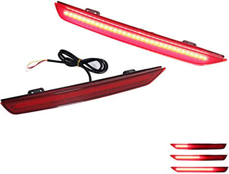 GTINTHEBOX Compatible with 2011 2012 2013 2014 2015 2016 2017 Honda Odyssey LED Rear Fog Bumper Reflector Brake Tail Sequential Flash Signal Lights Red Lens
