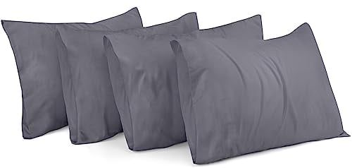 Utopia Bedding - Kissenbezug 40x80 4er Set - Kopfkissenbezug 40 x 80aus 100% gebürsteter Mikrofaser mit Umschlagverschluss - Falten-, verblassen- und schmutzabweisende Kissenbezüge 40x80- Grau