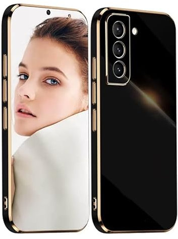 ATISIJIE Hülle für Samsung Galaxy S22 Handyhülle Original, Ultradünn Galvanisiertes Weiches Kieselgel Kratzfeste TPU Handyhülle, Einfaches Stilvoll Shiny Schutzhülle Cover Case Schwarz