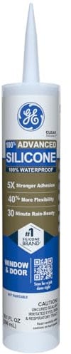 GE Advanced Silicone Caulk for Window & Door - 100% Waterproof Silicone Sealant, 5X Stronger Adhesion, Shrink & Crack Resistant - 10oz Cartridge, Clear, Pack of 1