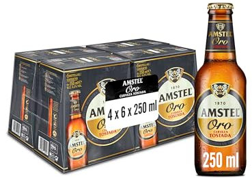 Amstel Oro Cerveza Tostada, Caja 4 Packs Botella, 6 x 25 cl