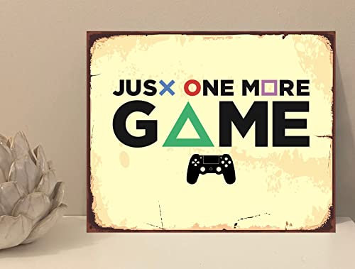 1x Just One More Game Quote Metal Plaque Sign Gift House Novelty (mt723) (200mm x 150mm)