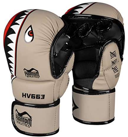 Gants MMA Phantom Fight Squad | Gants de boxe professionnels pour le sparring, le combat, la boxe, le combat libre (L/XL - Sable)