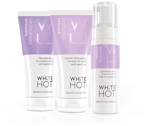 White Hot Shine and Bounce Trio: Glorious Shampoo 200 ml, Luminous Conditioner 200 ml, Infinity Mousse 150 ml, entgiftende, nährende, feuchtigkeitsspendende Pflege plus Low-effort, big impact style.