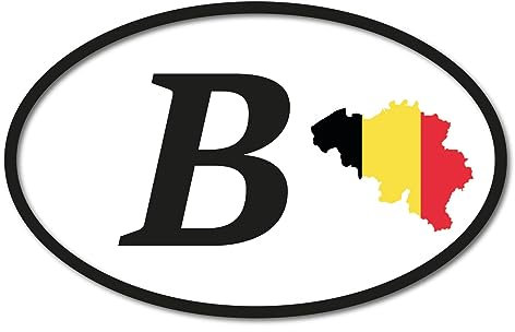 Stickerfreaks Länder Aufkleber 16x10cm Kennzeichen Belgien mit Kontur/Umriss Digitaldruck KFZ Urlaub Wohnmobil StVO