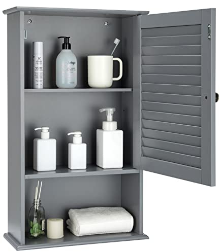 LIFEZEAL Hängeschrank Badezimmerschrank, Wandschrank mit Tür & Verstellbarer Ablage, Wandschrank Badschrank wandmontage, Küchenschrank Medizinschrank, 42 x 17 x 70 cm