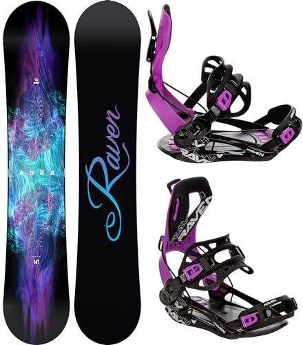 RAVEN Snowboard Set: Snowboard Aura + Bindung Fastec FT360 Black (Snowboard 135 cm + Bindung S, FT360 Fuchsia)