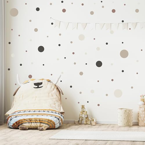 Muralo - Wandtattoo Kinderzimmer Mädchen, Klebe-Punkte Bunt 150 Stück - Wandsticker Wanddeko Babyzimmer, Wandaufkleber Deko Kreise Set, Dots- Br. 60cm x Hö. 30cm