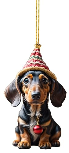 Weihnachts Deko Dinosaur Anhänger Weihnachten Dackel 2D Acryl Lustige Weihnachtskugel Katze Cute Deko Christmas Ornaments Tree Decorations Weihnachtsbaum Schmukdeko Tannenbaumschmuck