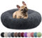 bluzelle Hundebett für Mittelgroße Hunde, 70cm Hundekissen Rund Donut Kissen Hundekorb Flauschig Plüsch, Ergonomisch Bezug Waschbar rutschfest Weich Kunstfell, Farbe:Dunkel-Grau