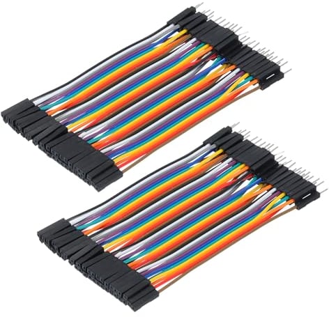 sourcing map Male to Female 40Pin Breadboard Jumper Wire 2.54mm Pitch Ribbon Cable 10cm Long Electronics Breadboard Ribbon Cables for Breadboard Electronic Projects Pack of 2
