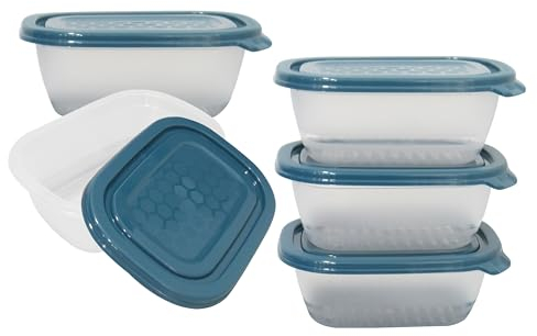 Neez Frischhaltedosen mit Deckel (5 Behälter + 5 Deckel) Plastik Gefrierdosen, BPA-freie Lebensmittelbehälter, Spülmaschinen und Mikrowellengeeignet Vorratsdosen (500ml)