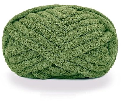 maikeduo Dicke Wolle, Diameter 2cm Chunky Wool, Grob Gestrickte Kuscheldecke, Roving Garn Zum Handstricken Häkeln, Grobstrick Weiches Wollgarn Haustier Bett Sofa (grünes Gras)