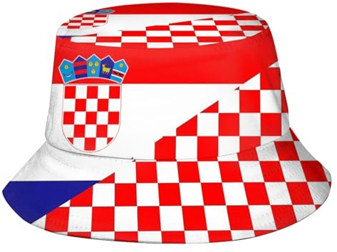 Zltegako Fischerhut mit kroatischer Flagge, lustige Landflagge, Strand, Fischerhut, Sonne, breite Krempe, Kappe für Damen und Herren, Kroatien-004, One size