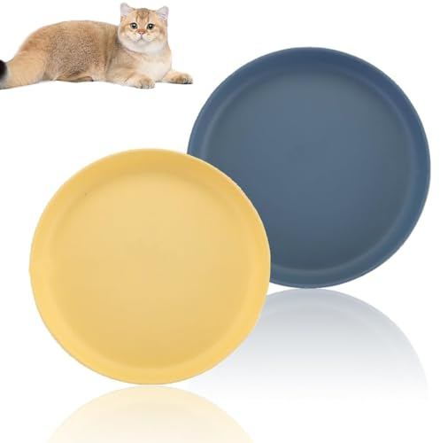 ZXUPOI 2 Pcs gamelles Plates Peu Profondes pour Chat avec Moustache sans Fatigue pour Nourriture et Eau Large Assiette pour Chat pour Chatons et Chats à Pattes Courtes (Ronde)