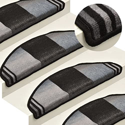 Natulvd Stufenmatten Teppich, rutschfest, 65 x 21 cm, Treppenmatte, Teppich mit Sicherheitskleber, Treppenläuferschutz für Holzstufen, Treppenhaus, halbrund (mehrfarbig)