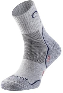 Lurbel Camino Four, Calcetín Sin costuras, Calcetín para caminar, Calcetines de senderismo, Transpirables, Calcetines Unisex. (S - Gris claro/Marino)