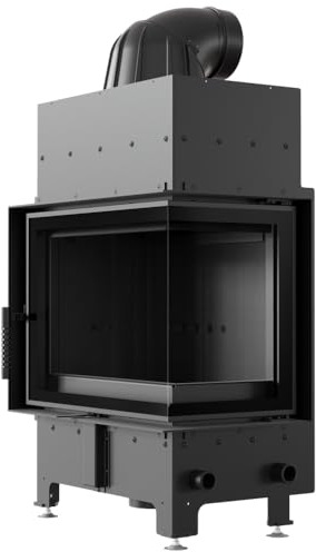 KRATKI Kamineinsatz aus Stahl Floki S rechts 8 kW Ø 160 schwarz Verkleidung mit Türfeder