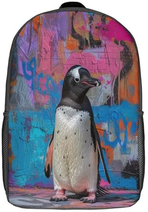 NAHCBIOT Penguin Schultasche 3D Schulrucksack Kindergartenrucksack Große Kapazität Nette Leichte Laptop Schulranzen Für Schule Kinder Schüler 17inch