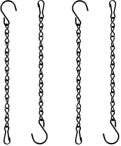 TopHomer 4 Stück Metall Kette zum Aufhängen, 24cm Blumenampel Metallkette mit Haken für Blumenkörbe Vogelhäuschen Laternen, Deko Aufhängung Zubehör, Schwarz