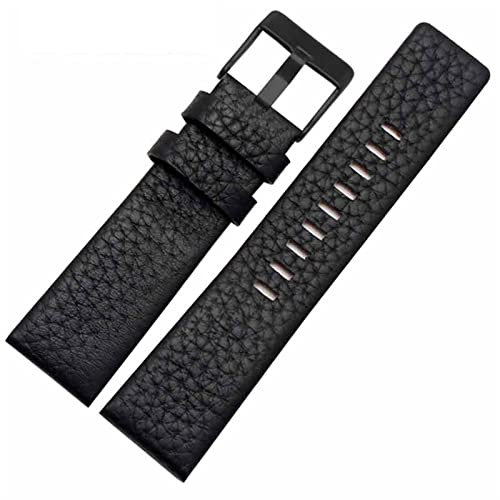 JDIME 22mm 24mm 26mm 28mm 30mm Echtlederarmband für Diesel DZ7259 DZ7256 DZ7265 Uhrenarmband(Black black,22mm)
