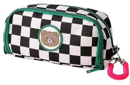 AMONENZ 2-Lagiger Pencil Pouch, Study Federmäppchen, Oxford Tuch Cute Pencil Case, Reißverschluss Schlampermäppchen, mit Federseilhaken, für Klassenzimmer, Zuhause, Büro