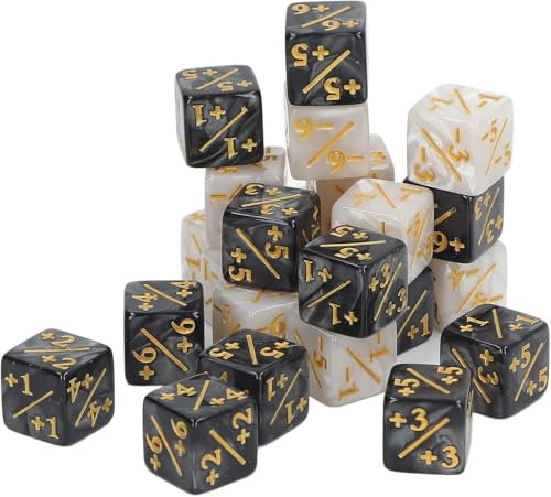 YALiya 24 Pezzi Contatori di Dadi, Dadi Magic, dadi da Gioco, Contatore Compatibile con MTG, CCG, per Giochi di Carte e Segnalini Gioco da Tavolo(Nero, Bianco)