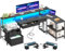 Coleshome Schreibtisch L Form mit Schubladen, 175x100cm Gaming Tisch mit Steckdose, LED & Monitorständer, Reversibler Eckschreibtisch mit Stauraum, Computertisch mit Regal für Büro, Schwarz
