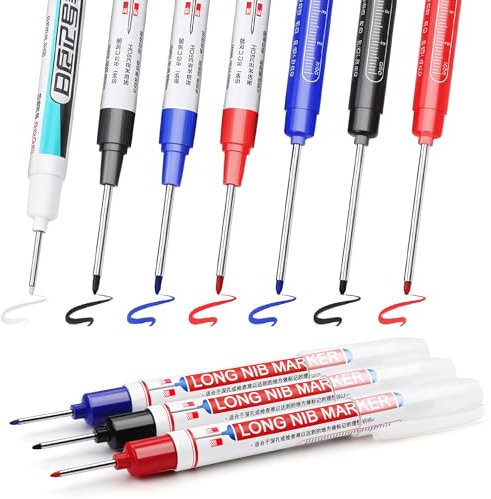 TXXATX Tieflochmarker 10 Stk Bohrlochmarker Metall 45 mm 32 mm 20 mm Lochmarker Extralange Spitze Bohrlochmarkierungen Markierungsstift für Holz Kunststoff Karton Wand Baustelle(Schwarz Blau Rot Weiß)