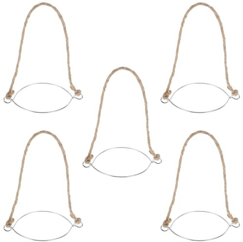CRILSTYLEO Drahtgriffe Für Gläser Mit Breiter Öffnung Metallring Zum Aufhängen Hanfseilgriff Für Gläser Wandmontage Langlebig Installieren Rustikale Wohnkultur