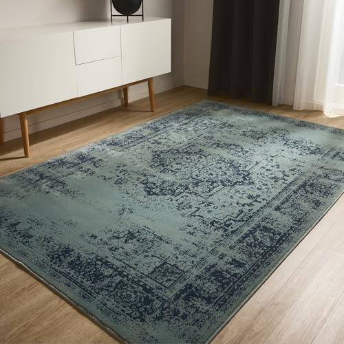 benuta Basic Teppich Suki - Türkis 160x230 cm - Kunstfaser - Rechteckig & im Style: Vintage, Orient Style - Pflegeleicht für Wohnzimmer Schlafzimmer
