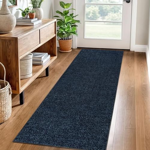 Carpet Runner for Hallway Non Slip Long 40 x 140 cm Washable Kitchen Runner Rugs for Hallway Heavy-Duty Absorbent Area Rugs Door Mats Carpet Floor Mat Hallway Runner Rug for Entryway Laundry Blue