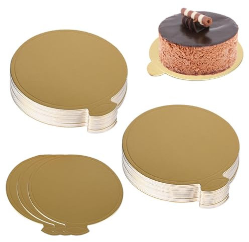 100 Stück 8cm Mousse Kuchen Bretter,Mini Mousse Kuchen Bord,Gold Kuchenplatte,Einweg Kuchen Board,Runde Kuchen Board,Mousse Cake Board,Hochwertige Mousse Tortenunterlage,für Hochzeit,Geburtstag,Partei