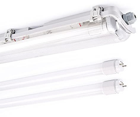 NCC-Licht LED Feuchtraumleuchte Eco Wannenleuchte 60cm 2 x 9W T8 Röhre 1800lm Neutralweiß 4000K IP65