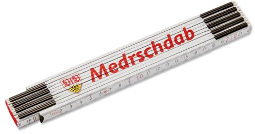 VfB Stuttgart Zollstock 2 Meter – Original Fanartikel Meterstab aus Holz mit Logo – Gliedermaßstab Zollstock faltbar – Geschenk für Fans, Heimwerker, Werkstatt