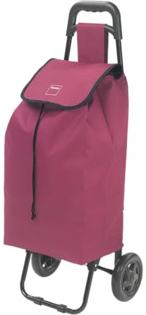 Metaltex Daphne Einkaufstrolley 40 L mit Regenschirmtasche, abnehmbare Tasche, Bordeaux