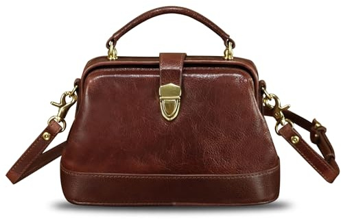 Kleine Geldbörsen und Handtaschen aus echtem Leder für Damen, Designer-Vintage-Arzt-Stil, Umhängetasche, Umhängetasche, Handy-Tasche, Kaffee
