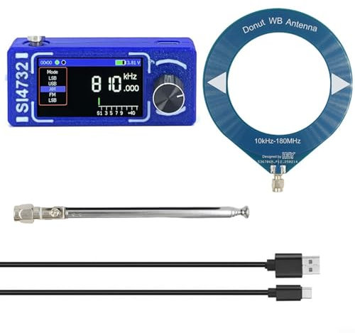 SI4732 Radio de bolsillo Mini banda completa para radio DSP, receptor FM AM SSB con pantalla IPS de 1.9 pulgadas, batería integrada de 800 mAh, módulo de control ESP32-S3 (azul)