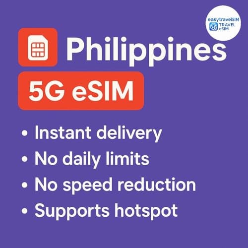 Philippines eSIM 5G High-Speed-Daten, unterstützt Hotspot 30 Tage, 5–20 GB E-Mail-Lieferung (5 GB für 30 Tage)