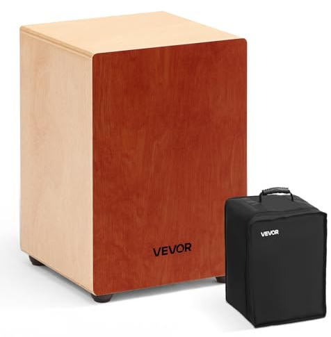 VEVOR Cajon, Kistentrommel mit internen Gitarrensaiten, leichte Drum-Box aus Holz, tragbares Trommel-Musikinstrument mit Reisetasche, abgerundeten Kanten, für Anfänger & Profis, 305x305x430 mm