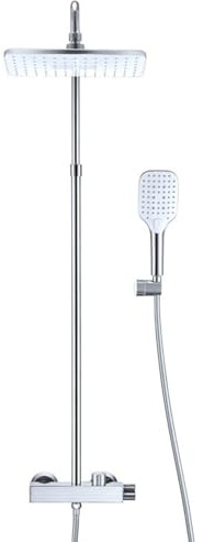 Wall-Mounted Shower System with Rain Showerhead Gunmetal Finish Handheld Shower and Diverter Complete Tub and Shower Trim Kit Chrome Accents