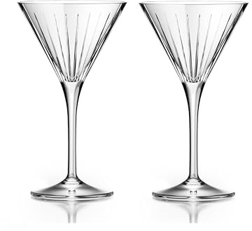 DIAMANTE Martini Cocktail Glasses Pair - 'Broadway' - Gift Box of 2
