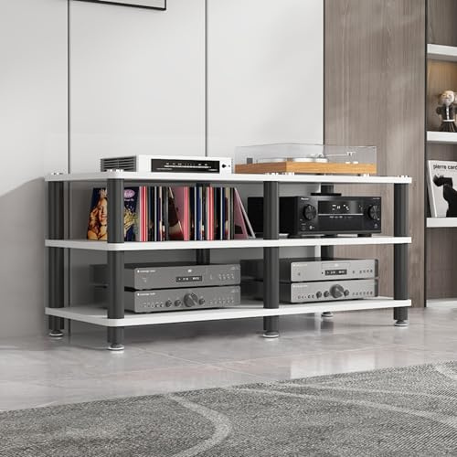 LHXLSH Mobile Stereo, Giradischi Vinili Vintage, Supporto Per Media Componente, Casse Giradischi, Sintoamplificatore, For Giradischi Soggiorno(White,50cm/19.7in)