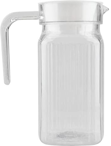 Pichet à eau avec couvercle 500 ml pichet à eau transparent rayé en PC avec poignée et bec verseur résistant la chaleur lavable réutilisable pour le thé, le lait et le jus